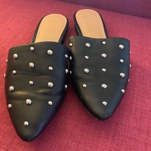 Black studded mules